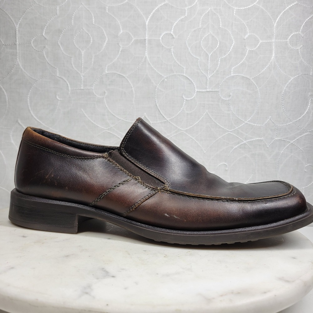 Structure Leather Loafers 11 Wide Brown Square Toe Vintage Y2K Dress Shoes